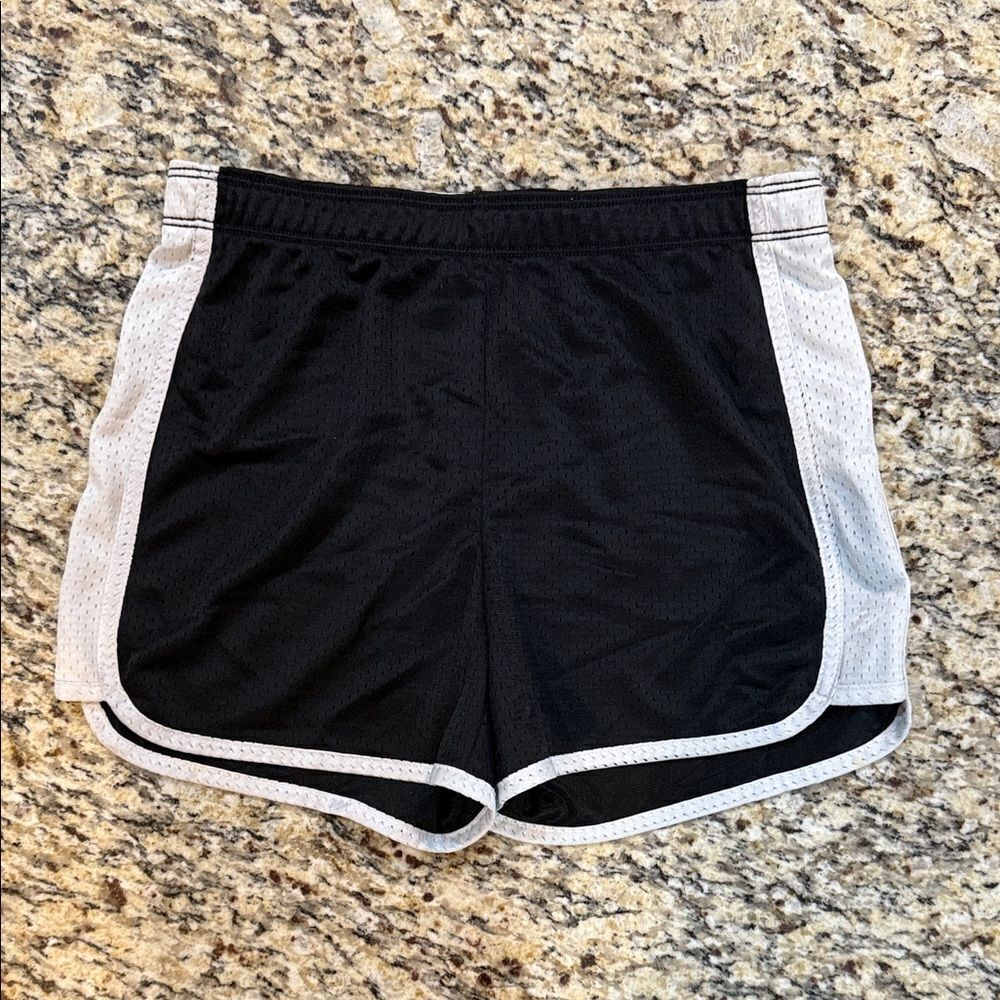 Justice Black and Gray Kids Athletic mesh fold over Shorts